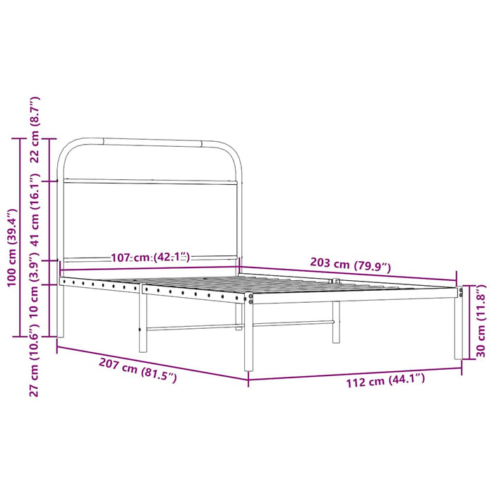 Bed Frame Without Mattress 107x203 cm Sonoma Oak Engineered Wood