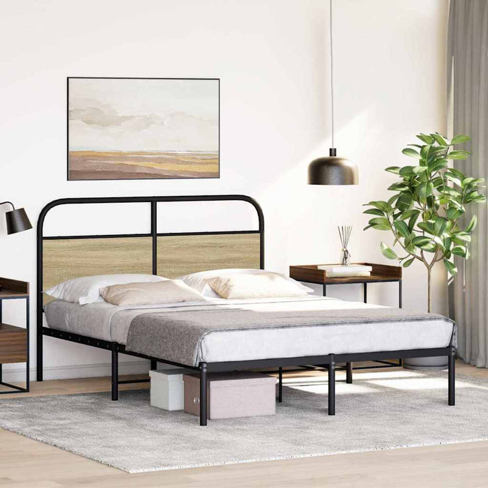 Bed Frame Without Mattress 135x190 cm Double Sonoma Oak Engineered Wood