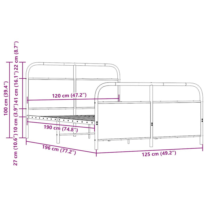 Bed Frame Without Mattress 120x190 cm Small Double Sonoma Oak Engineered Wood