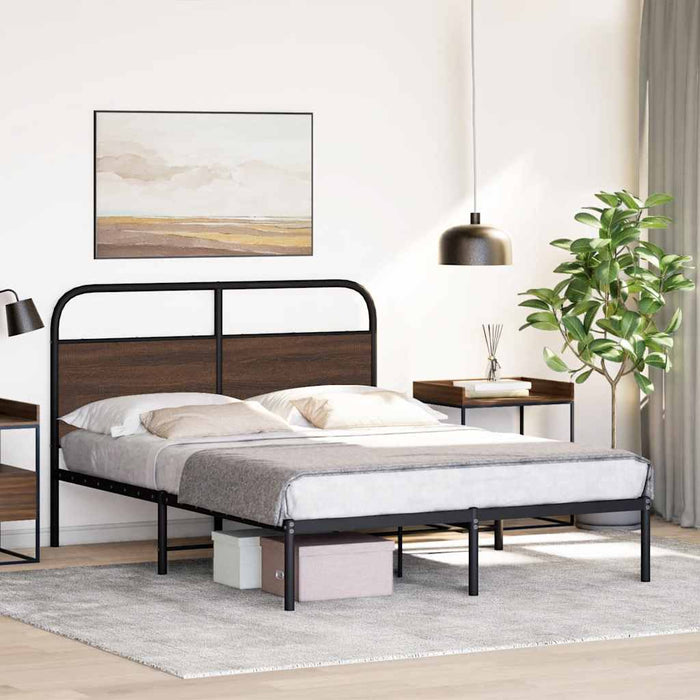 Bed Frame Without Mattress 140x200 cm Brown Oak Engineered Wood