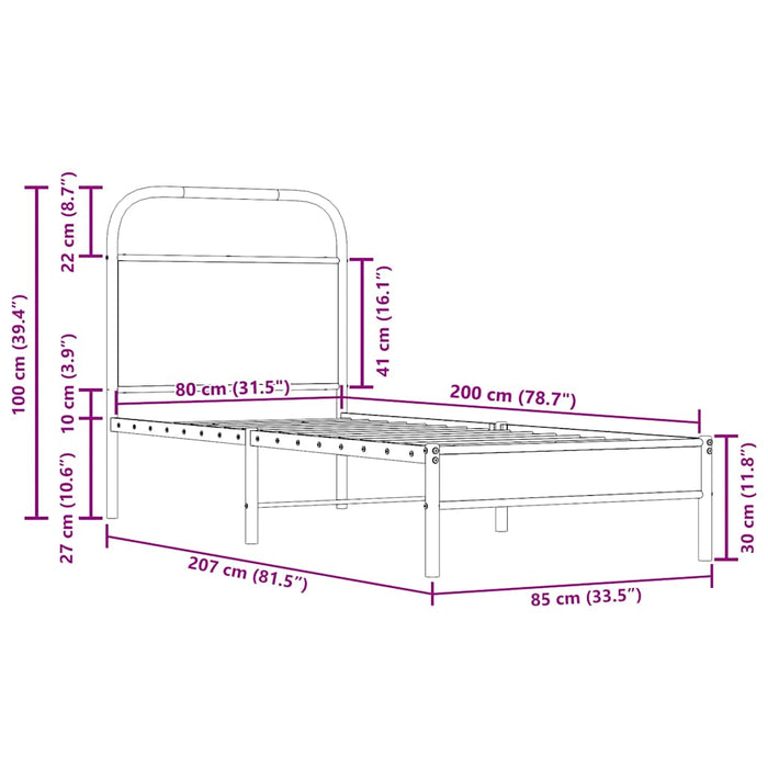 Bed Frame Without Mattress 80x200 cm Smoked Oak Engineered Wood