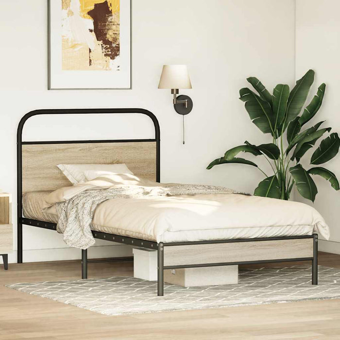 Bed Frame Without Mattress 100x200 cm Smoked Oak Engineered Wood