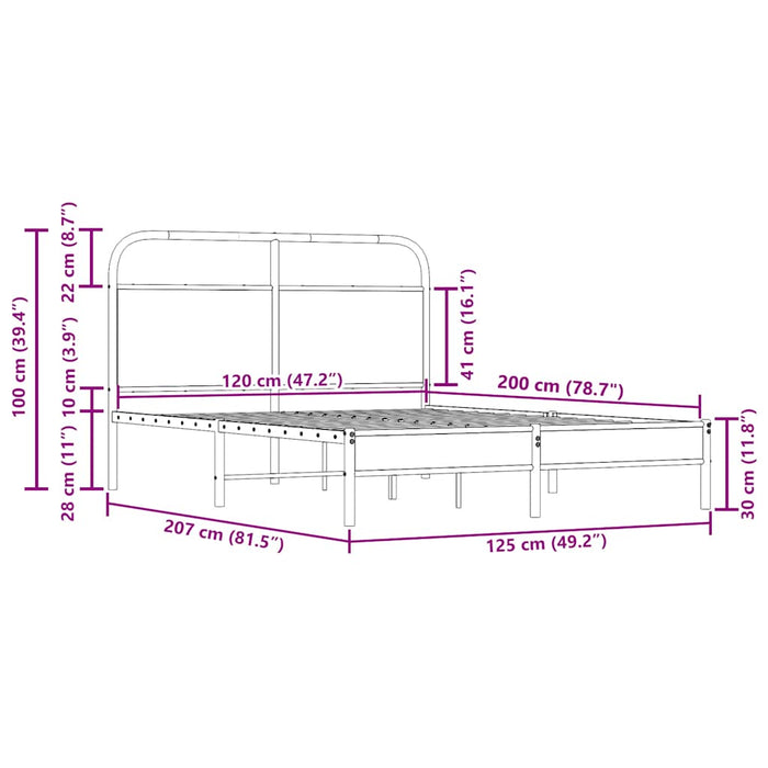 Рамка за легло без матрак 120x200 см опушен дъб инженерно дърво