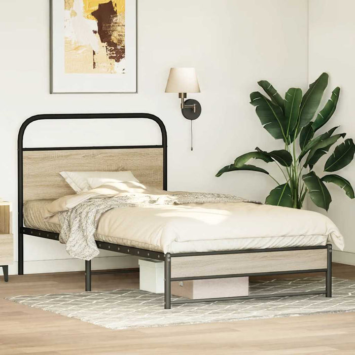 Bed Frame Without Mattress 90x190 cm Smoked Oak Engineered Wood