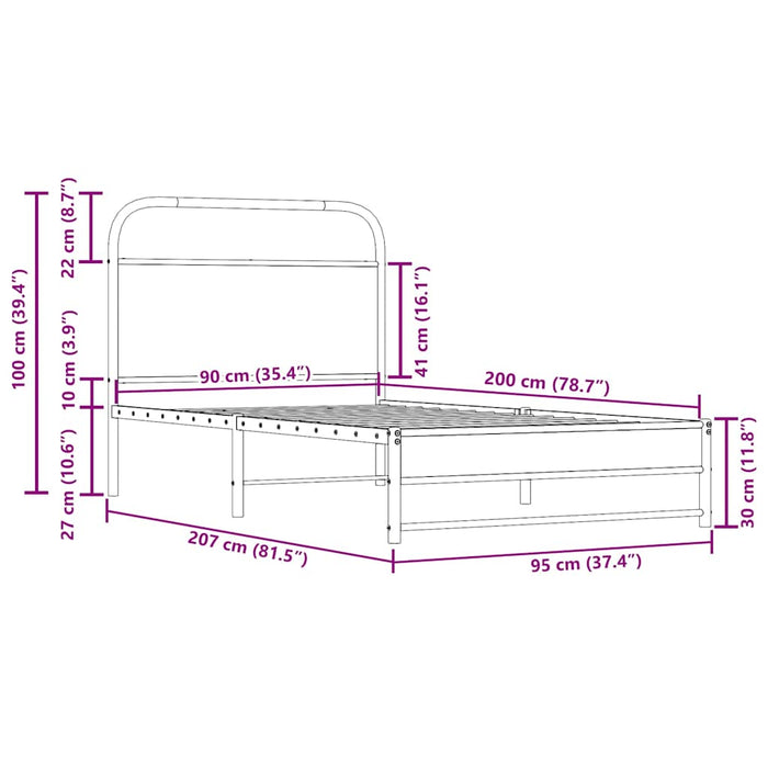Bed Frame Without Mattress 90x190 cm Smoked Oak Engineered Wood