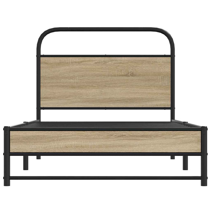 Bed Frame Without Mattress 100x190 cm Smoked Oak Engineered Wood