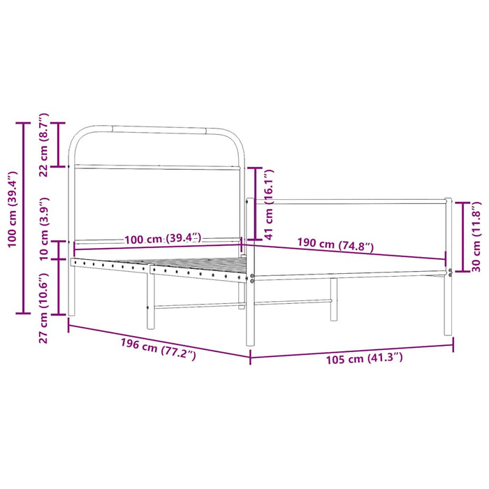 Cadru de pat fara Saltea 100x190 cm Lemn de Inginerie Stejar Sonoma