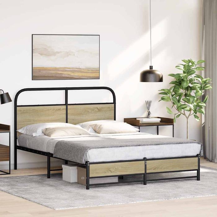 Bed Frame without Mattress 120x190 cm Small Double Sonoma Oak Engineered Wood