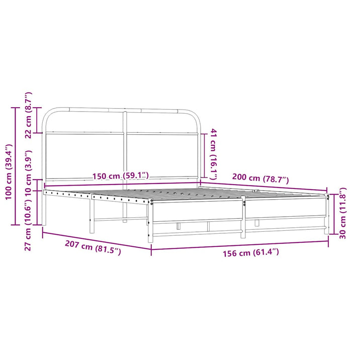 Рамка за легло без матрак 150x200 см King Size дъб сонома инженерно дърво