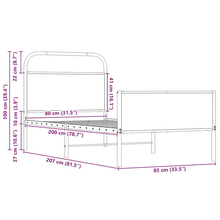 Рамка за легло без матрак 80x200 см дъб сонома инженерно дърво