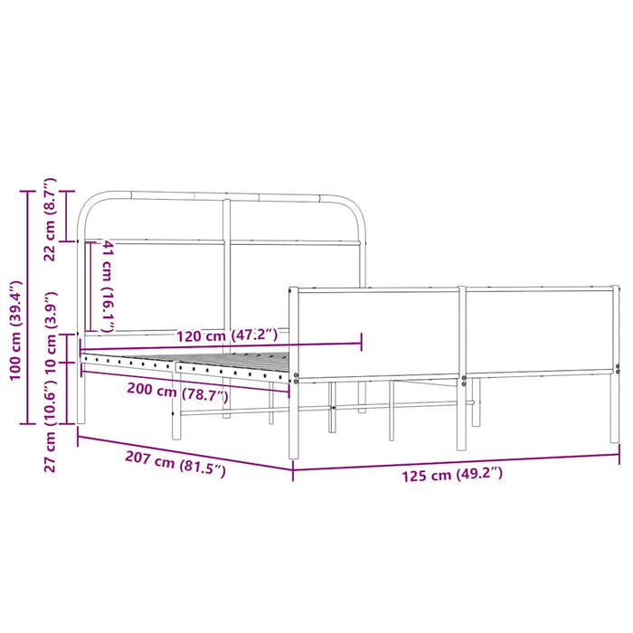 Bed Frame without Mattress 120x200 cm Sonoma Oak Engineered Wood