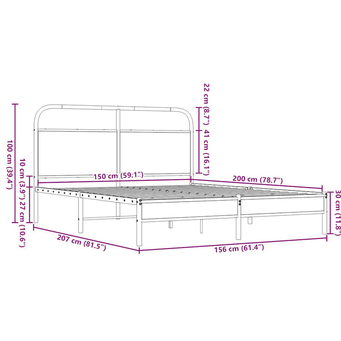 Рамка за легло без матрак 150x200 см King Size кафяв дъб инженерно дърво