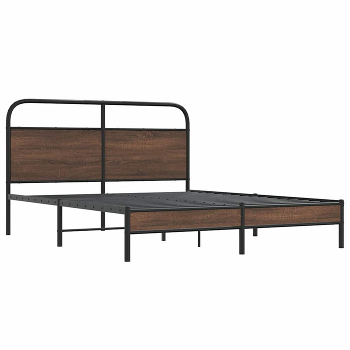 Bed Frame without Mattress 160x200 cm Brown Oak Engineered Wood