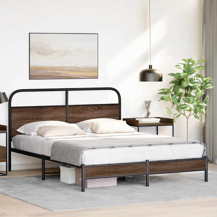 Bed Frame without Mattress 160x200 cm Brown Oak Engineered Wood