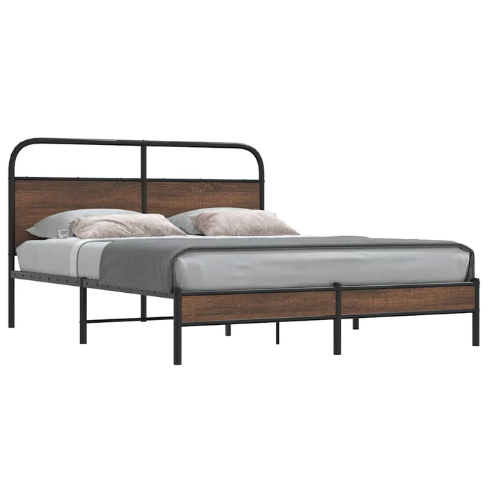 Bed Frame without Mattress 160x200 cm Brown Oak Engineered Wood