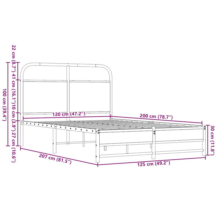 Рамка за легло без матрак 120x200 см Кафяв дъб инженерно дърво