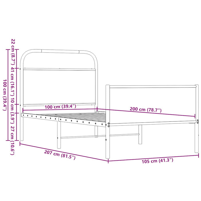 Bed Frame without Mattress 100x200 cm Brown Oak Engineered Wood