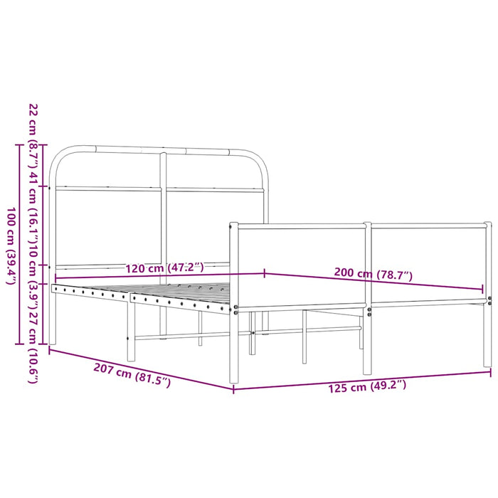 Рамка за легло без матрак 120x200 см Кафяв дъб инженерно дърво