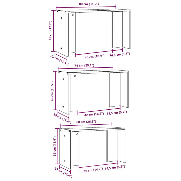 Nesting Tables 3 pcs White Engineered Wood