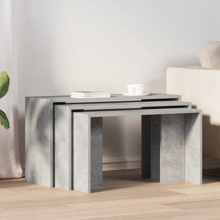 Nesting Tables 3 pcs Concrete Grey Engineered Wood