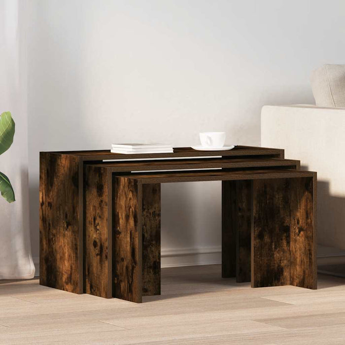 Nesting Tables 3 pcs Smoked Oak Engineered Wood