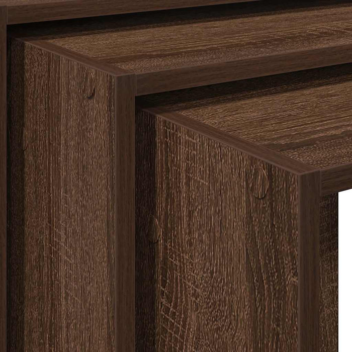 Nesting Tables 3 pcs Brown Oak Engineered Wood