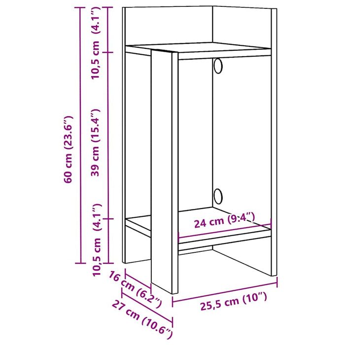 Помощна Маса с Рафт Бяла 25.5x27x60 см