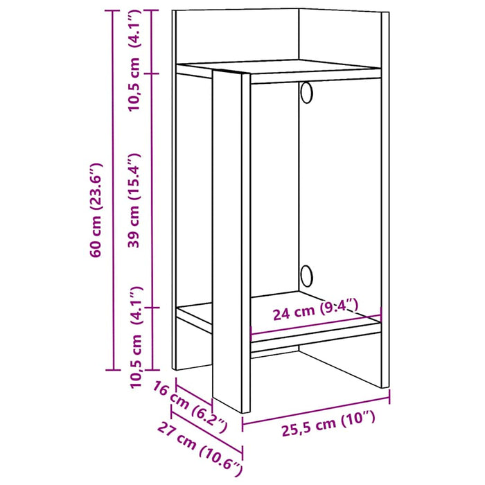 Помощни маси 2 бр с рафт Бяла 25.5x27x60 см