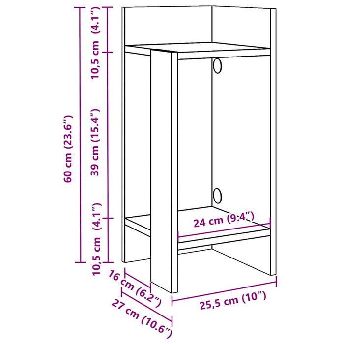 Помощни маси 2 бр с рафт дъб сонома 25,5x27x60 см