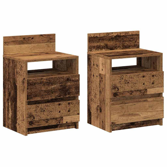 Bedside Cabinets 2 pcs with 2 Drawers Old Wood 40x33x60 cm