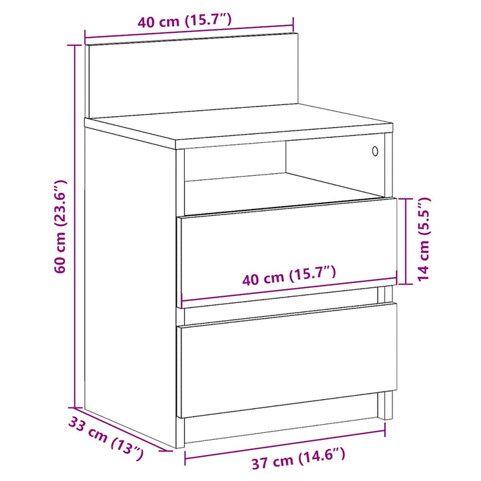 Bedside Cabinets 2 pcs with 2 Drawers Old Wood 40x33x60 cm