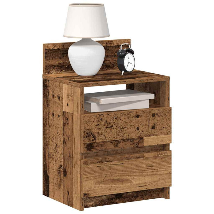 Bedside Cabinets 2 pcs with 2 Drawers Old Wood 40x33x60 cm