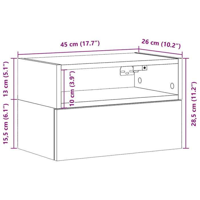 Нощно шкафче Бяло 45x26x28.5 см