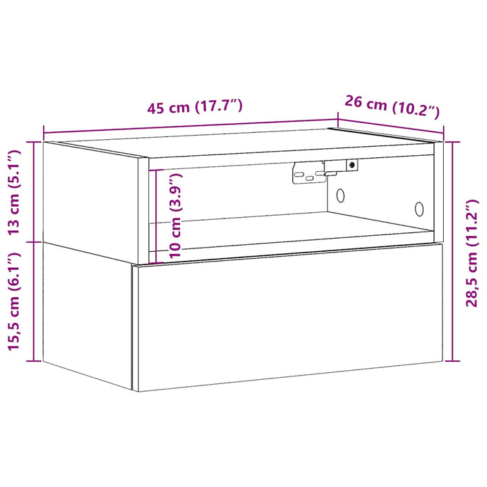 Прикроватные тумбочки настенные 2 шт. Sonoma Oak 45x26x28,5 см