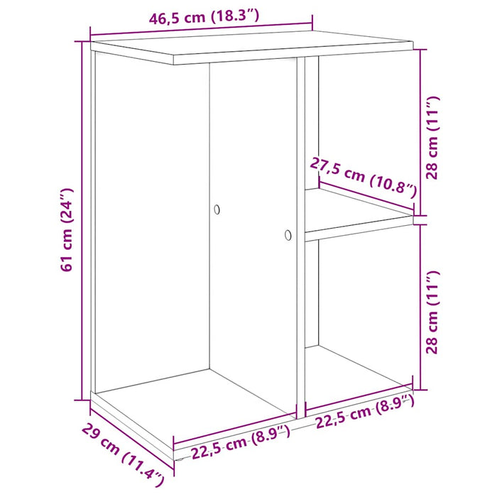 Нощно шкафче черен дъб 46,5x29x61 см инженерно дърво