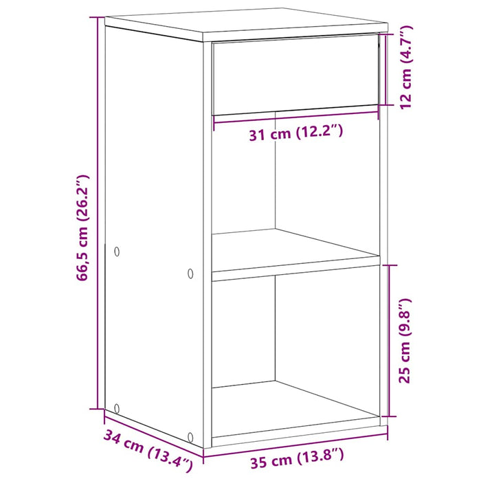 Нощно Шкафче с Чекмедже Черен дъб 35x34x66,5 см