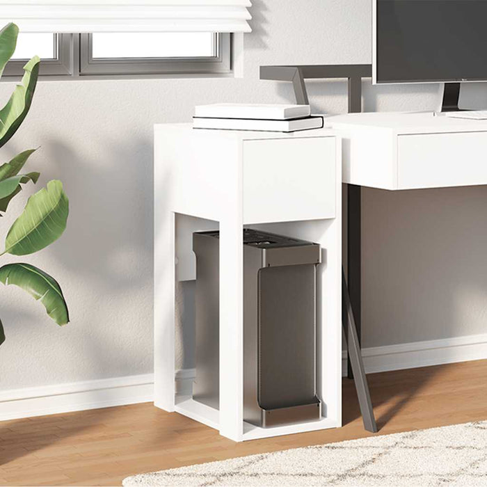 Computer Tower Stand with Drawer White 30x44x74 cm