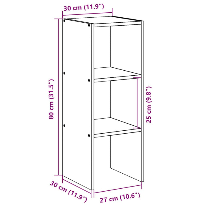 Етажерка за книги, подреждаща се бяла 30x30x80 см инженерно дърво