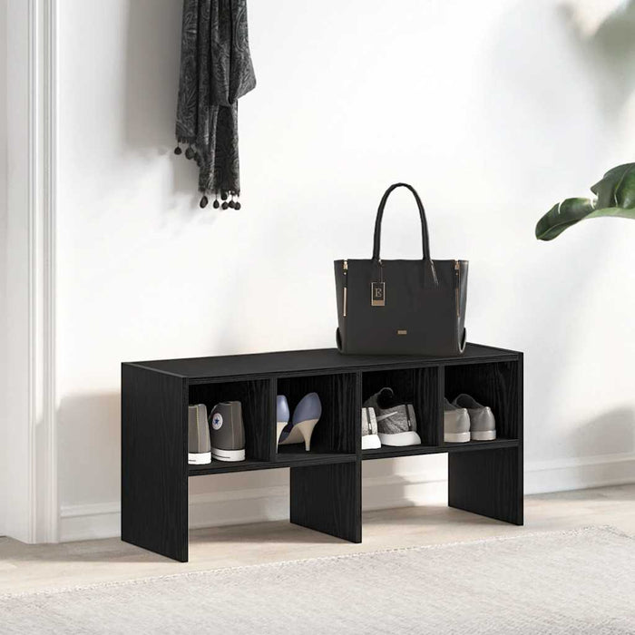 Shoe Rack Stackable Black Oak 89.5x30x40 cm