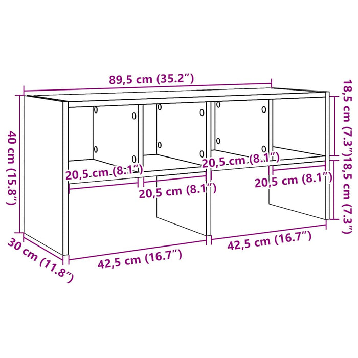 Shoe Rack Stackable Black Oak 89.5x30x40 cm