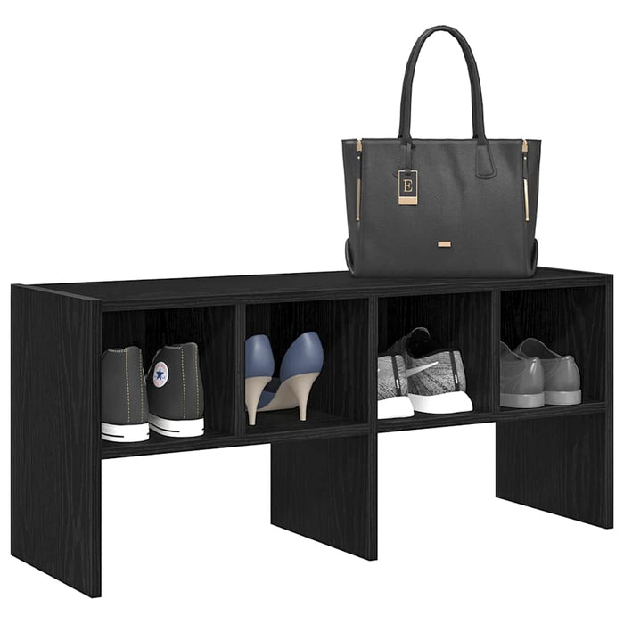 Shoe Rack Stackable Black Oak 89.5x30x40 cm