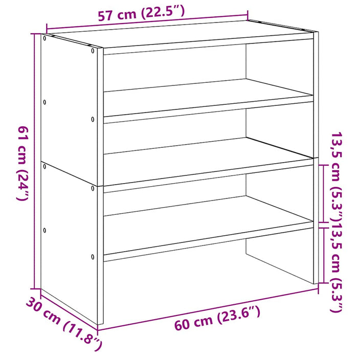 Shoe Racks 2 pcs Stackable White 60x30x30.5 cm