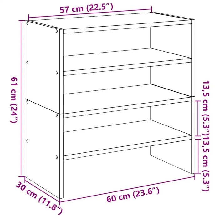 Shoe Racks 2 pcs Stackable Artisan Oak 60x30x30.5 cm