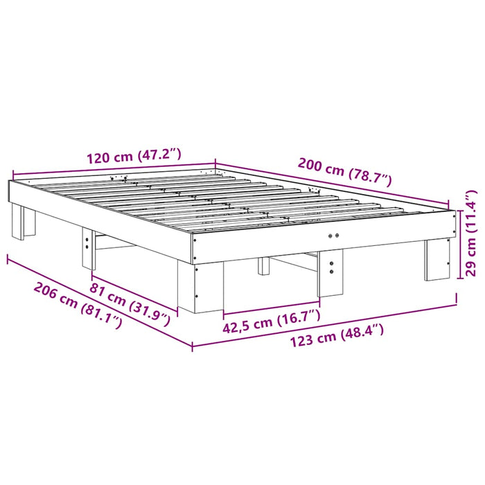 Рамка за легло без матрак 120x200 см дъб масив