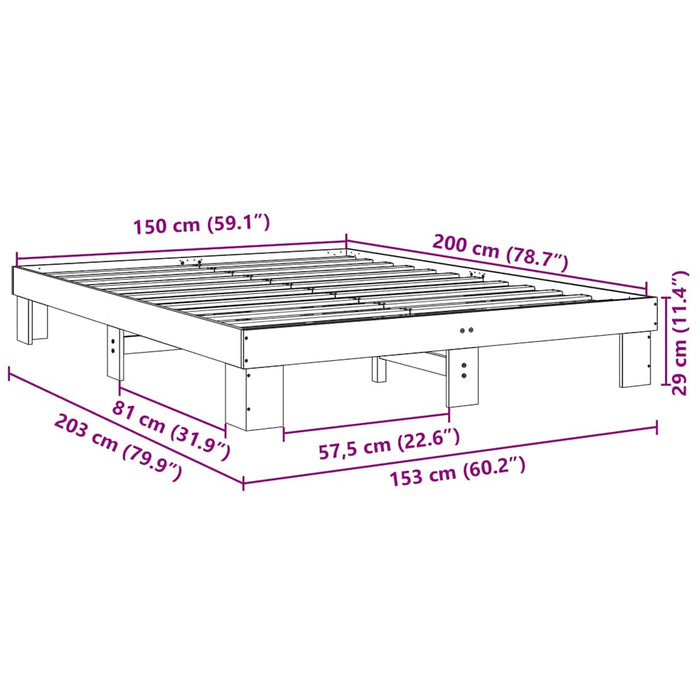 Рамка за легло без матрак 150x200 см King Size Масив Дъб