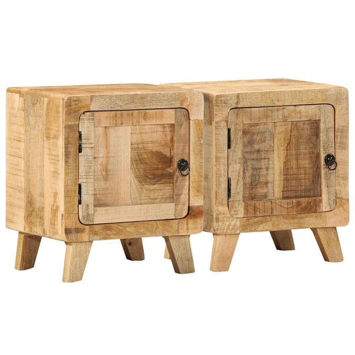 Bedside Cabinet 2 pcs 40x32x46 cm Solid Wood Rough Mango