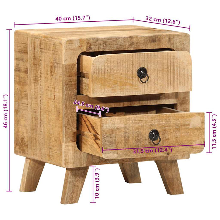 Bedside Cabinet 40x32x46 cm Solid Wood Rough Mango