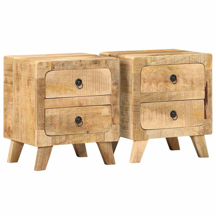 Bedside Cabinet 2 pcs 40x32x46 cm Solid Wood Rough Mango