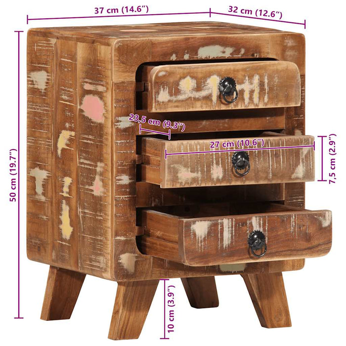 Bedside Cabinet 37x32x50 cm Solid Wood Reclaimed