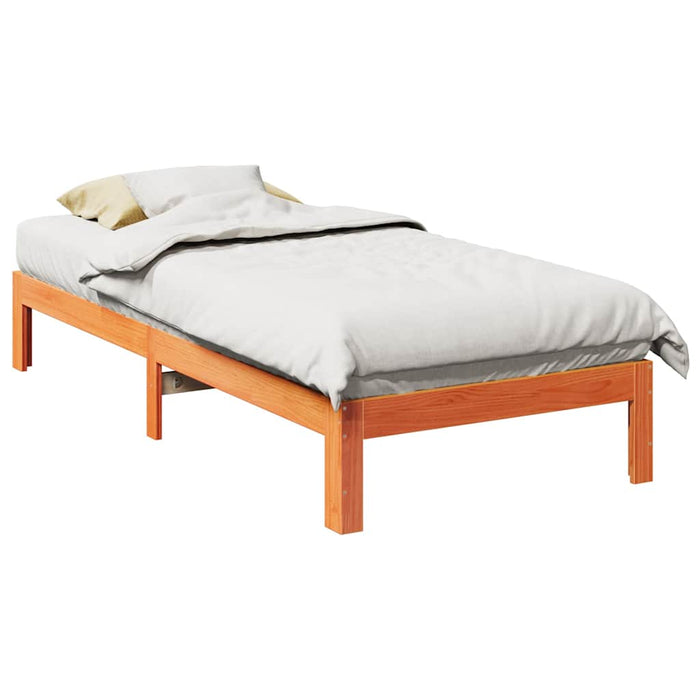 Bed Frame without Mattress Wax Brown 90x200 cm Solid Wood Pine